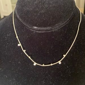 Silvertone choker with glass accents